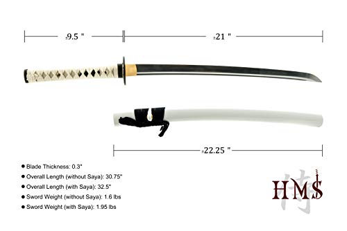 Hand Forged 1045 Warrior General Wakizashi, White Saya Full Tang Sword