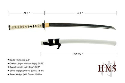 Hand Forged 1045 Warrior General Wakizashi, White Saya Full Tang Sword