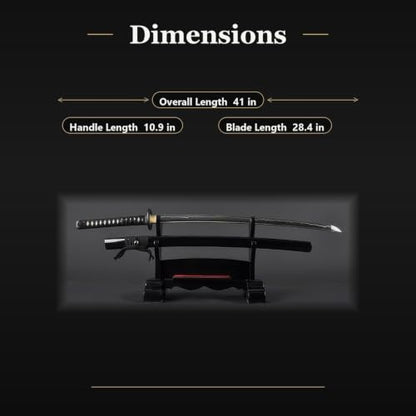 Katana Samurai Sword, 1045 Carbon Steel, Hand Forged, Full Tang - color: Tiger and Warrior