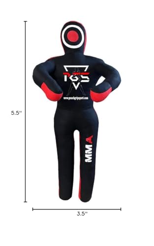 MMA Grappling Dummy Brazilian JIU Jitsu BJJ Punching Bag for Self Defense Wrestling Judo Karate Boxing Throwing Submission Standing Position - UNFILLED - color: Black Red, size: 5FT / 59"
