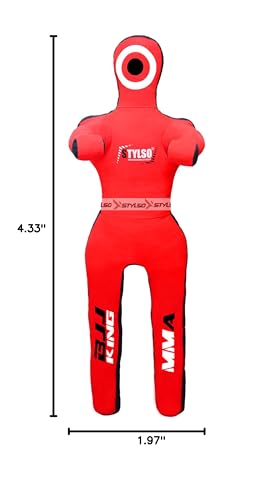Unfilled Grappling Dummy – Adult Life Size Wrestling & BJJ Training Dummy, MMA Jiu Jitsu Judo Takedown & Throwing Practice, Heavy-Duty Triple-Stitched Canvas Submission Dummy - color: Red, size: 5ft / 60"