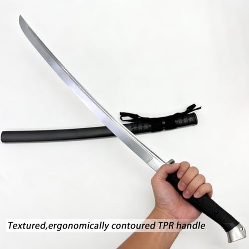Tactical Katana Sword | 1060 High Carbon Steel Heat-Treated Full Tang Blade | TPR Shock-Absorption Handle | Sharp Blade Real Sword for Collection
