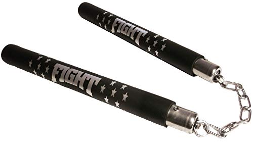 Nunchucks Rubber Martial Arts Training Nunchucks Nunchakus for Kids Beginner & Adults Practice with Steel Chain - color: BLACK