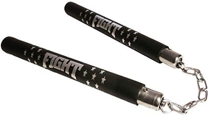 Nunchucks Rubber Martial Arts Training Nunchucks Nunchakus for Kids Beginner & Adults Practice with Steel Chain - color: BLACK