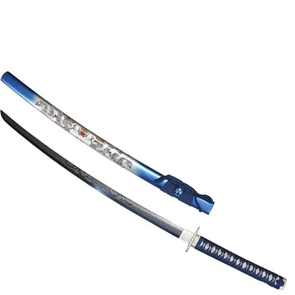 1045/1060 high Carbon Steel Full Hand Forged Traditional, Katana Sword Hademade Heat Tempered ，Japanese Samurai Swords ，Full Tang,Functional,Black - color: blue shuanglong