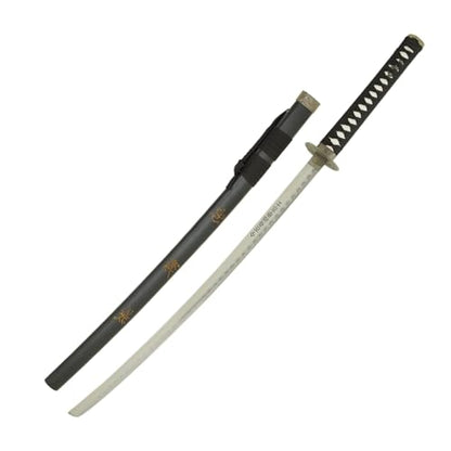 MASTER USA - Hand Carved Katana Sword with Samurai Bushido Code on Scabbard, 1045 Steel, 41.5 Inches Overall, Includes Display Stand - color: Sword of Loyalty