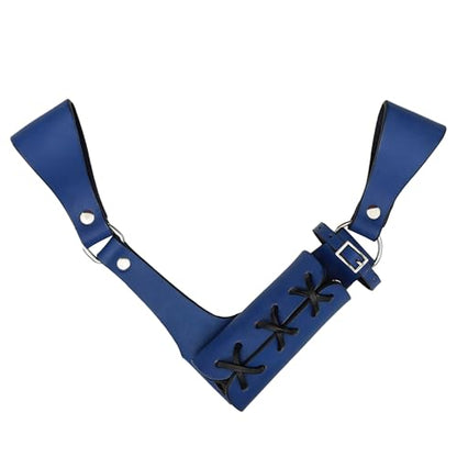 Mythrojan Medieval Sword Frog Adventurer with Leather Holder for Universal Rapier, Broadsword, Cutlass - style: Large L1eft Handed - Blue (10" X 10")