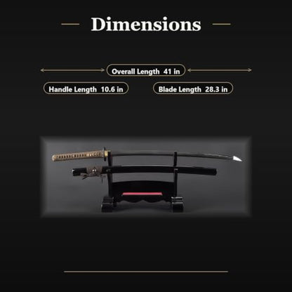 Katana Samurai Sword, 1045 Carbon Steel, Hand Forged, Full Tang - color: Tubulent Ocean Pattern Tsuba