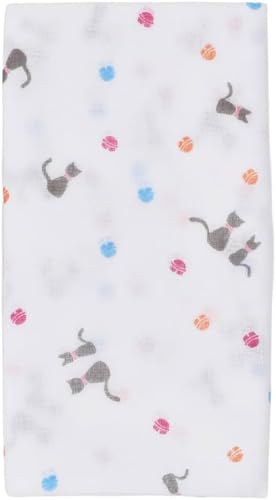Japanese Gauze Tenugui Towel – 100% Cotton Made in Japan – Quick Dry, Soft & Lightweight Kitchen Tea Towel, Face & Hand Towel for Travel, Gym and Daily Use (1, Cat Bell Pattern White, Medium) - color: Cat Bell Pattern White