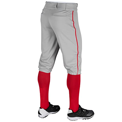 CHAMPRO Boy's Triple Crown Baseball Pant Knickers with Braid - color: Grey, Scarlet Pipe, size: Small