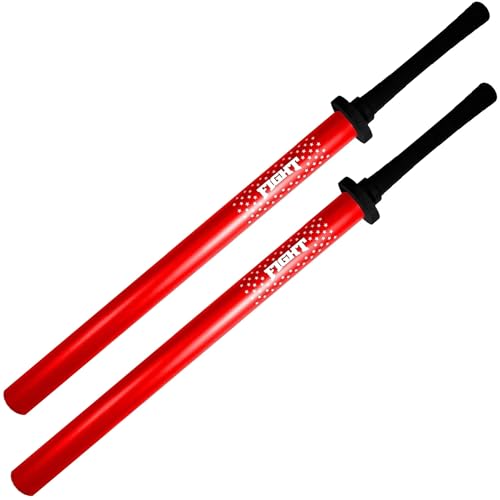 Foam Practice Swords, Training Sparring Stick Set, 2 Pack 35" with Carry Bag,for Martial Arts, Karate - color: Red