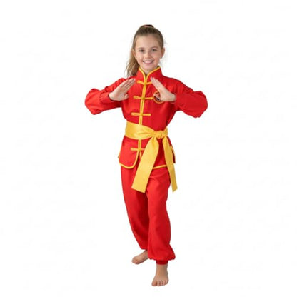 STIOEDYUAN Kids Kung Fu Suits Tai Chi Uniform Chinese Costume - color: Red, size: 4-5T
