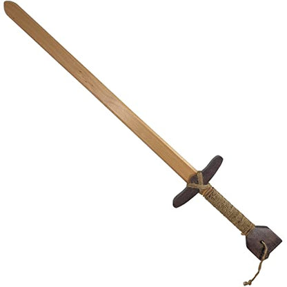 Adventure Awaits! Wooden Toy Sword and Shield Set for Kids | 2 Pack | Knights Templar Style Shield and Sword with Jute Wrapped Handle | Lightweight and Durable for Imaginative Kids | Set of 2