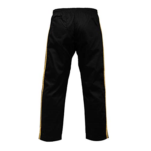 Ultimate - Martial Arts Striped Karate Pants Cotton & Polyester Blended - Kids Adults Unisex - color: Gold, size: 00