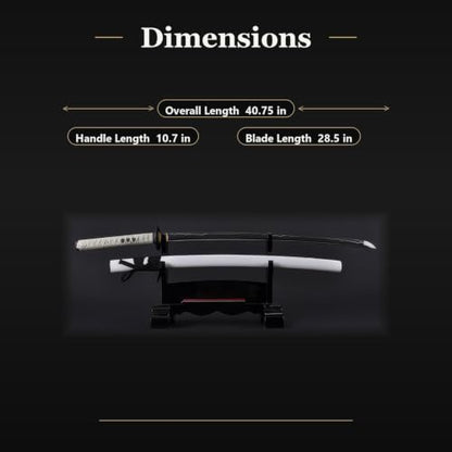 Katana Samurai Sword, 1045 Carbon Steel, Hand Forged, Full Tang - color: White-Warrior
