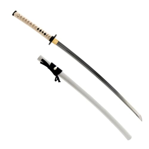 Katana Samurai Sword, 1045 Carbon Steel, Hand Forged, Full Tang - color: White-Warrior