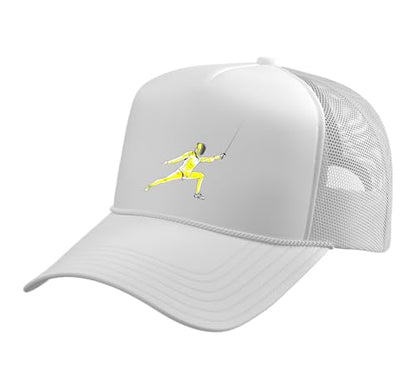Funny Fencing Costume for Men Women Adult Kid Fencer Fencing Trucker Hat with Adjustable Mesh Back - color: White