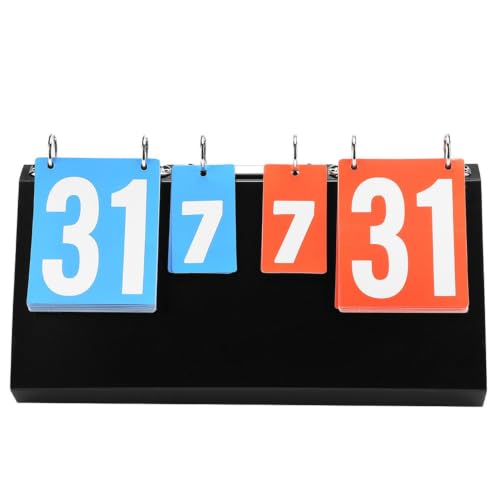 Flip Scoreboard, Portable Tabletop Score Keeper with Ring-Bound Number Cards for Table Tennis, Basketball, 15.75 x 8.27 in