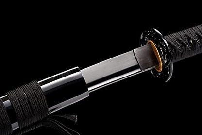 Traditional Heat/Clay Tempered Hand Forged Katana Sword | Real 1060/1095 T10 High Carbon Steel Sharp Full Tang Katanas | Practical Authentic Japanese Samurai Swords - color: Iron Leaves