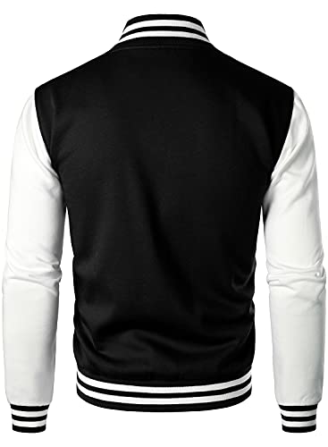 HOOD CREW Man’s Varsity Jacket Cotton Blend Letterman Jackets - color: Black, size: Medium