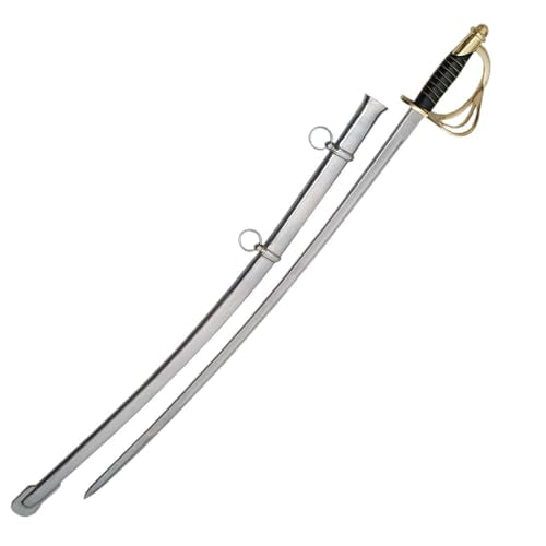 SZCO 27” Cavalry Saber Sword - Carbon Steel Blade Medieval Sword, Fencing Sword with Brass Guard and Pommel - Replica Swords for Adults & Collectors