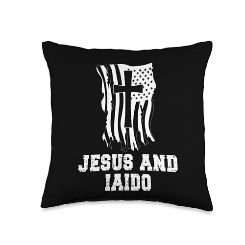 Iaido Instructor / Iaido Student / 'Jesus And Iaido!' Saying Throw Pillow - size: 16x16