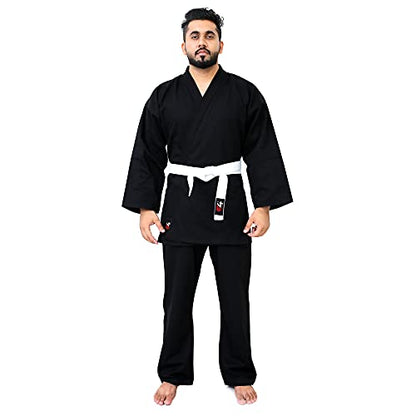 G4 Karate Suit GI Aikido Training Adult Student Uniform Set Free Belt Black White - color: Black, size: 0/130cm