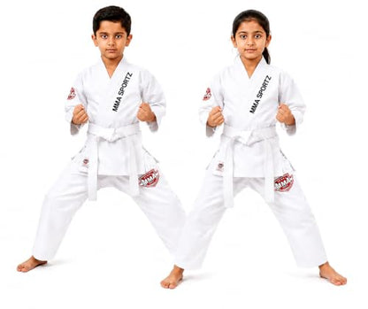 Jiu Jitsu Gi for Kids & Teens – Lightweight Martial Arts Training Suit | 100% Cotton-Poly Blend | Free White Belt - color: White, size: M-3