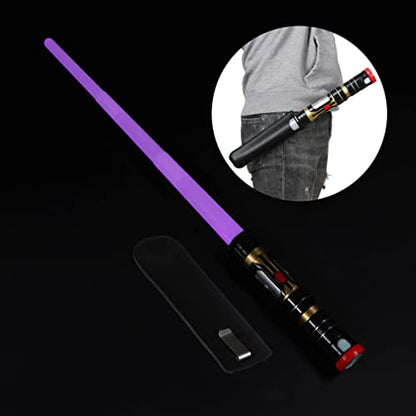MewduMewdu Light Up Saber Toy with Electronic Lights & FX Sound for Kids and Adults, Purple Blue Red Changing LED Light Expandable Saber Toy for Roleplay - style: with Belt Clip