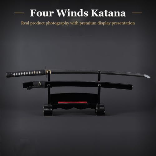 Four Winds Katana, Damascus Steel Hand Forged Full Tang Japanese Sword