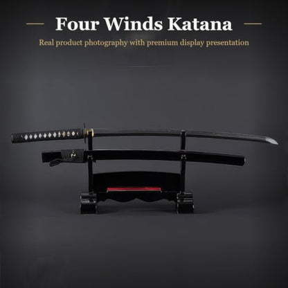 Four Winds Katana, Damascus Steel Hand Forged Full Tang Japanese Sword