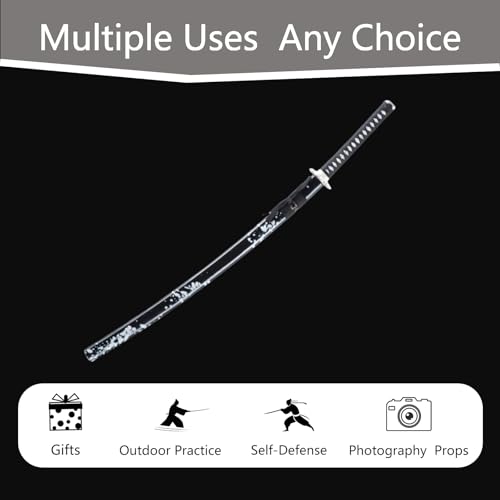 Handmade Sharp Katana, Traditional Clay Tempered 1060/9260/T10 Steel, Full Tang Real Katana Sword, Authentic Japanese Craft Samurai Sword - color: Ink-Black