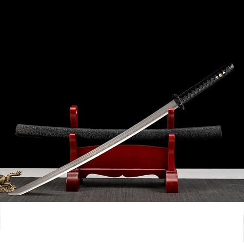 Japanese Samurai Sword, Iaido Katana Carbon Steel Blade Real Sword for Display Decoration and Gift - color: Silver Katana