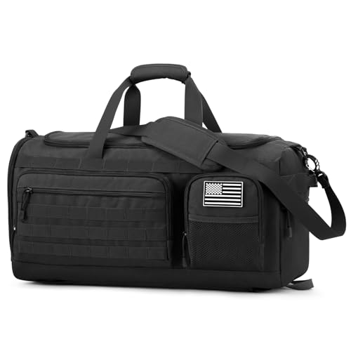 G4Free 3-in-1 Duffle Bag Travel Gym Sports, Large Tactical Duffel Backpack - color: Black