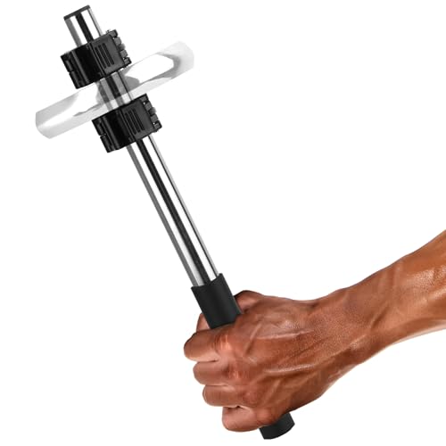 Forearm Exerciser Wrist Strengthener Bar Adjustable Weight Small-Bore Dumbbell Plates Training Rod for Grip Strength, Arm Workouts, Non-Slip Handle Home Gym(Silver-Weights not Included)