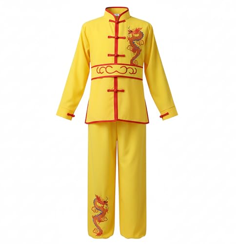 Traditional Chinese Martial Arts Uniform for Boys and Girls - color: Yellow, size: 9-10 Years