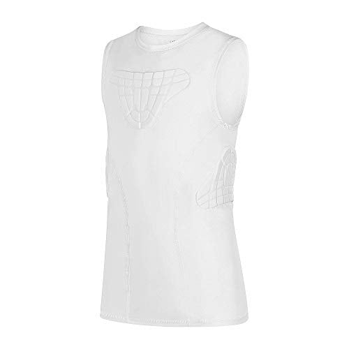 Youth Padded Compression Shirt Vest Rib Chest Protector Football Baseball - color: Padded Vest White, size: Medium