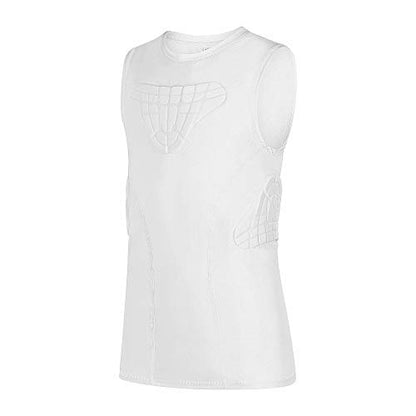 Youth Padded Compression Shirt Vest Rib Chest Protector Football Baseball - color: Padded Vest White, size: Large