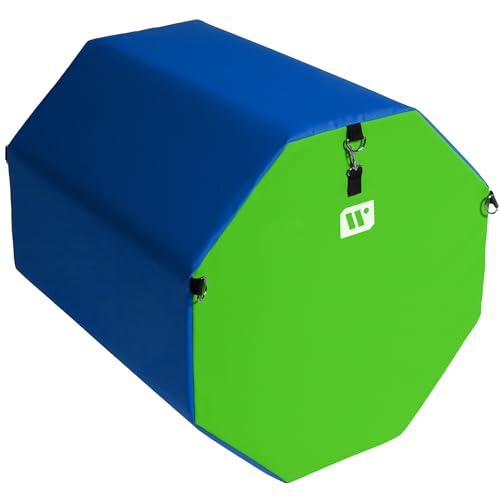 We Sell Mats Gymnastics Octagon Skill Shape Tumbling Mat, Somersault Backbend Trainer for Gymnastics, Cheerleading and Martial Arts - color: Lime Green / Blue, size: Extra Large