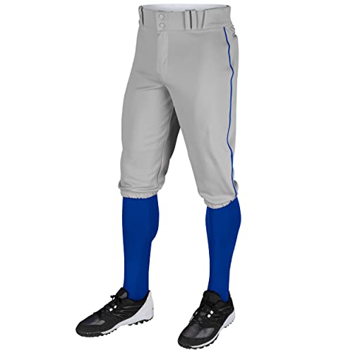 CHAMPRO Boy's Triple Crown Baseball Pant Knickers with Braid - color: Grey, Royal Pipe, size: X-Small
