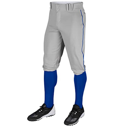 CHAMPRO Boy's Triple Crown Baseball Pant Knickers with Braid - color: Grey, Royal Pipe, size: X-Small