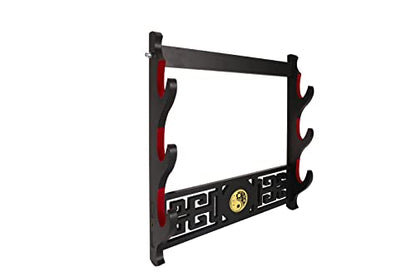 Sword Holder Katana Wall Mount - 3-Tier Tai Chi Icon Velvet Padded Samurai Sword Display Rack Wand Lightsabe Wakizashi Sword Stand Display Hanger