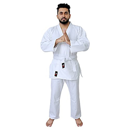 G4 Karate Suit GI Aikido Training Adult Student Uniform Set Free Belt Black White - color: White, size: 1/140cm