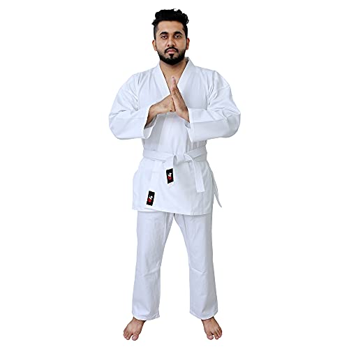 G4 Karate Suit GI Aikido Training Adult Student Uniform Set Free Belt Black White - color: White, size: 3/160cm