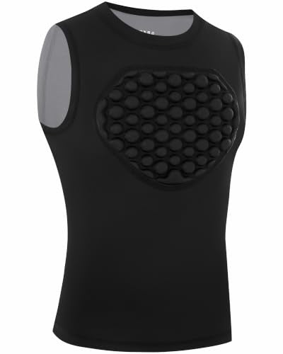 Runhit Youth Baseball Chest Protector Softball Lacrosse Football Padded Compression Shirt Heart Guard Sternum Protection - color: Black Gray, size: X-Large