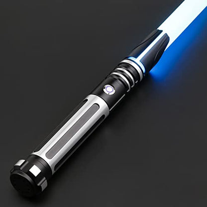 ANASABER Dueling Light Saber, Motion Control Light Sabers for Adults,Smooth Swing Light Saber with 16 Sound Fonts,RGB 12 Colors Changeable, Metal Hilt for Halloween Cosplay, Xmas Gift, Black,S9 - color: Black