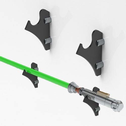 WANLIAN lightsaber rack, wall-mounted lightsaber rack, suitable for swords, 1 pair of lightsaber sabers (Black) - color: black