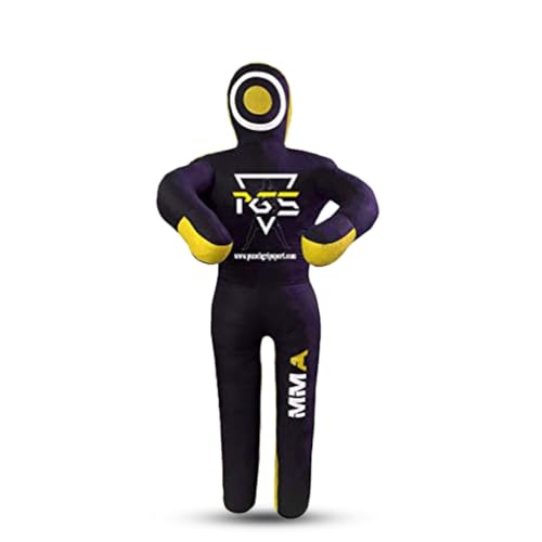 MMA Grappling Dummy Brazilian JIU Jitsu BJJ Punching Bag for Self Defense Wrestling Judo Karate Boxing Throwing Submission Standing Position - UNFILLED - color: Black Yellow, size: 5FT / 59"