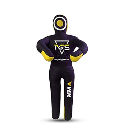 MMA Grappling Dummy Brazilian JIU Jitsu BJJ Punching Bag for Self Defense Wrestling Judo Karate Boxing Throwing Submission Standing Position - UNFILLED - color: Black Yellow, size: 5FT / 59"