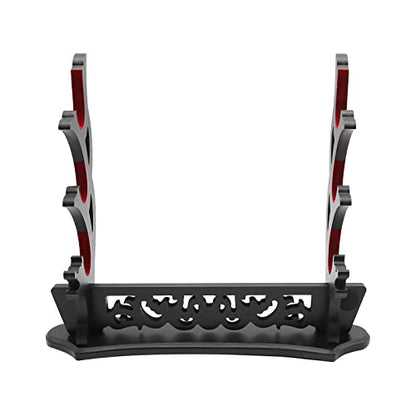 Saihisday Sword Stand Vine Katana Stand Three-Tier Sword Holder with Padded for Japanese Samurai Sword Display Tanto Rapier Light Saber, Black Lacquer Finish - size: 3-Tier